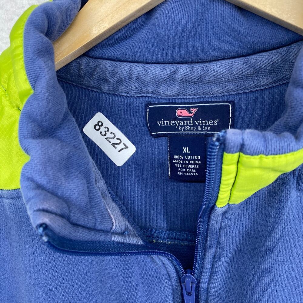 VINEYARD VINES Sweatshirt Mens XL Ripstop Contrast Shep Shirt 1/4 Zip Blue Green - Picture 14 of 14